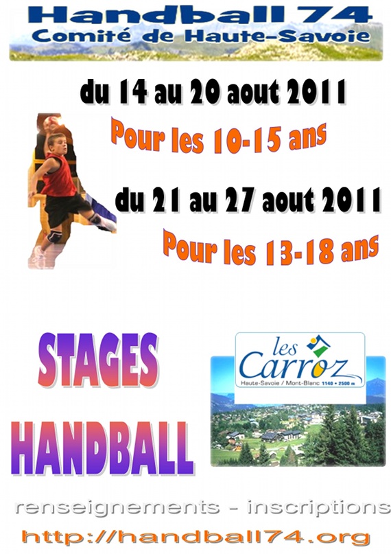 Affiche Stage Handball des Carroz 2011